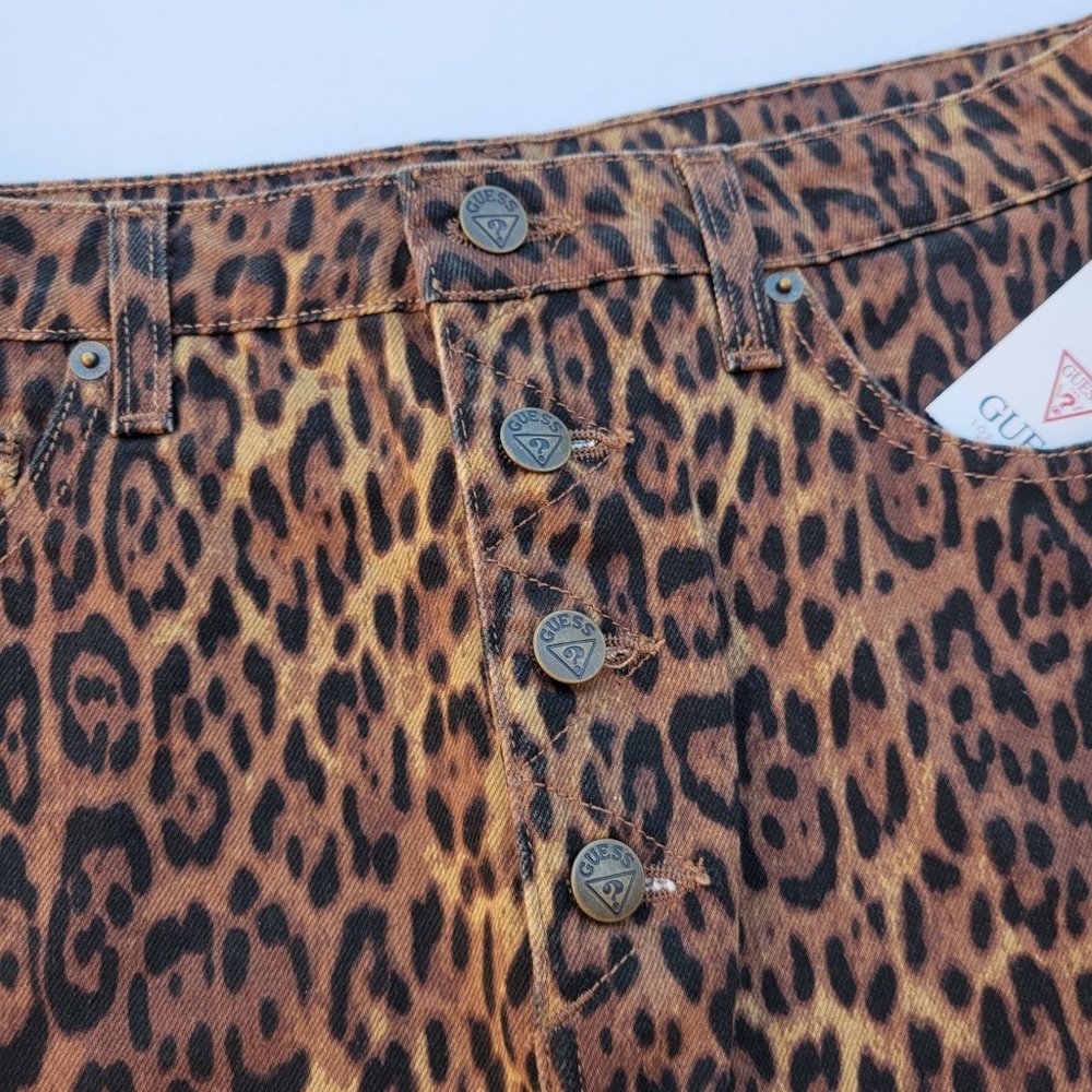 GUESS Leopard Print Denim Mini Skirt - Picture 5 of 8